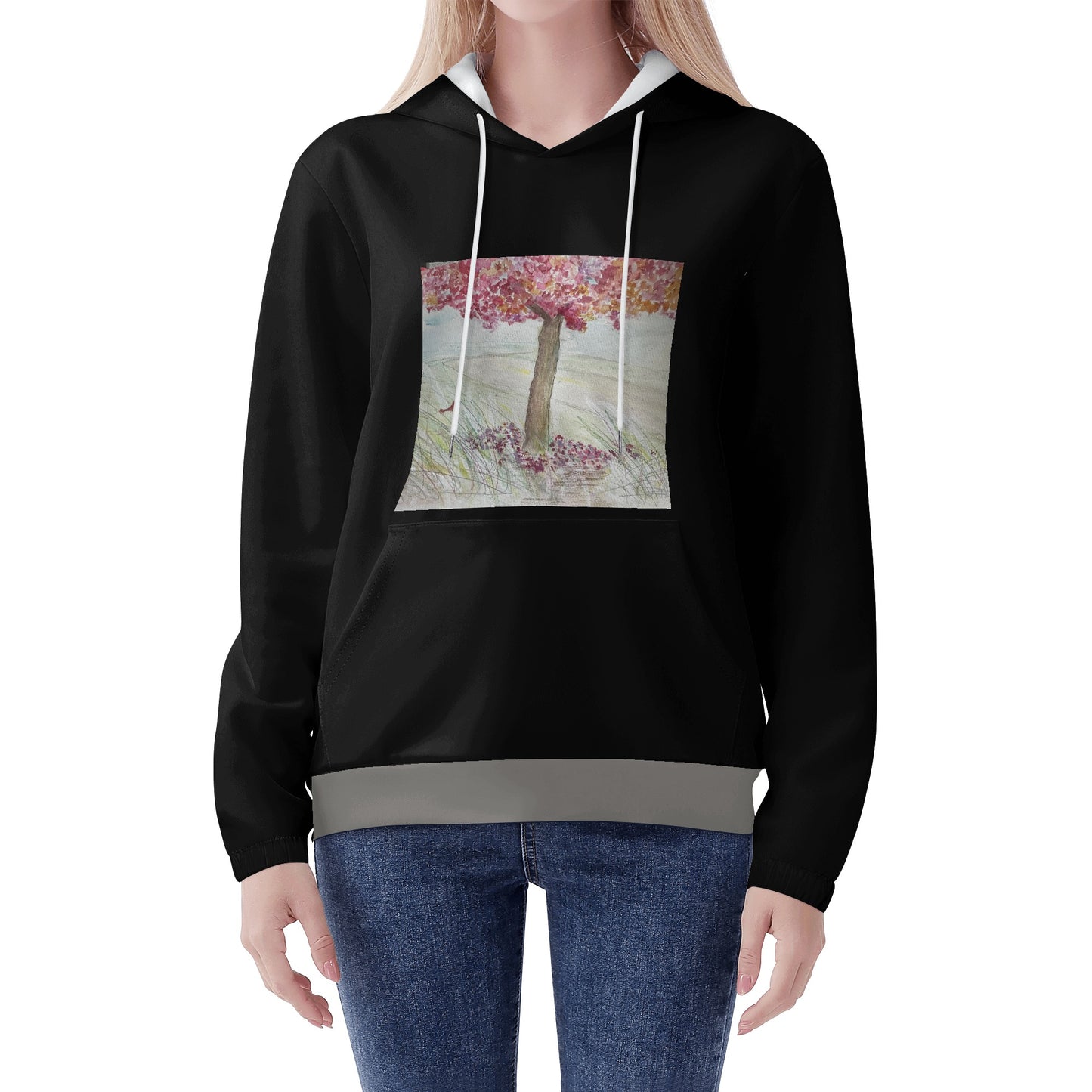 Womens Pretty Pink Tree Hoodie Sweatshirt