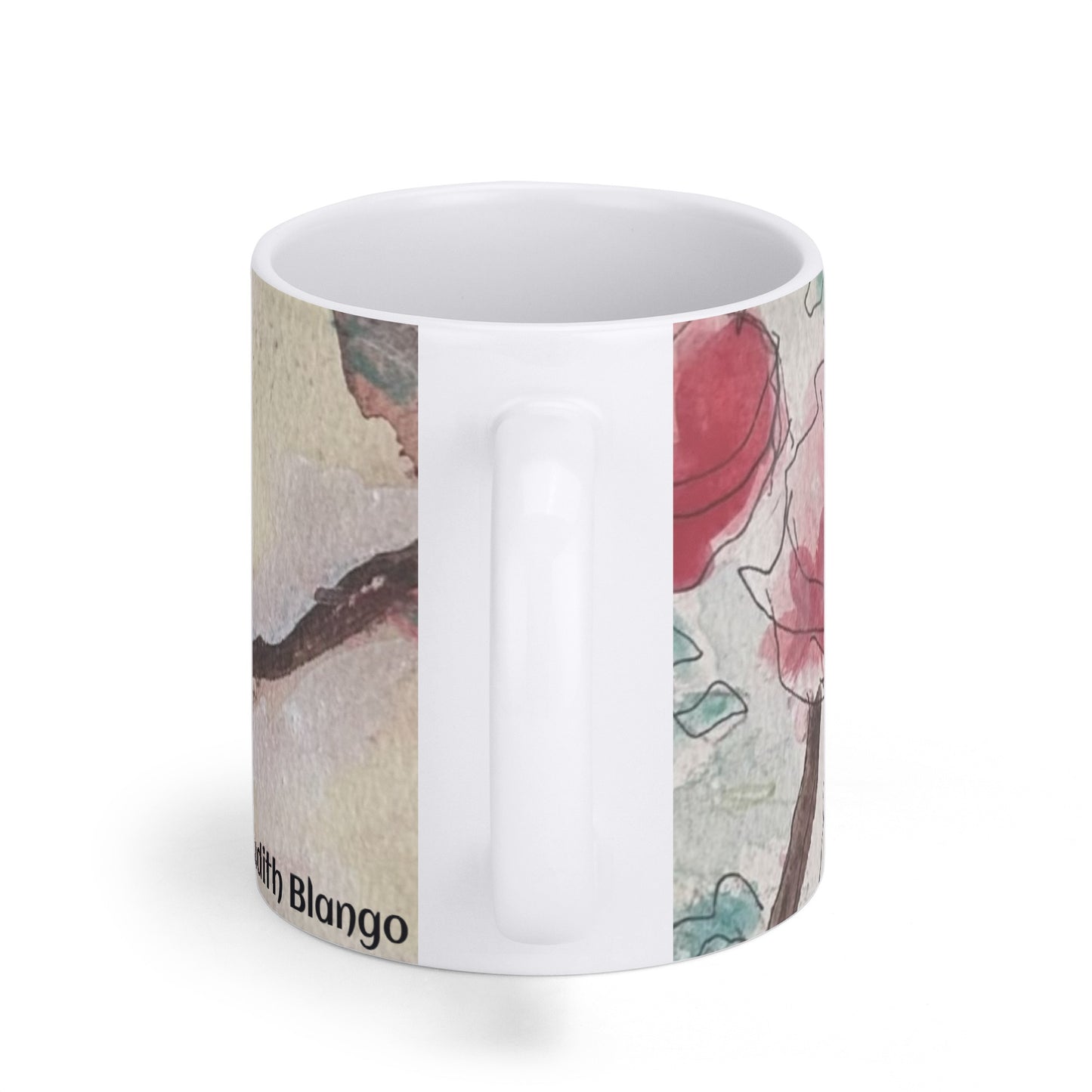 Pink Roses and White Coffee Mug