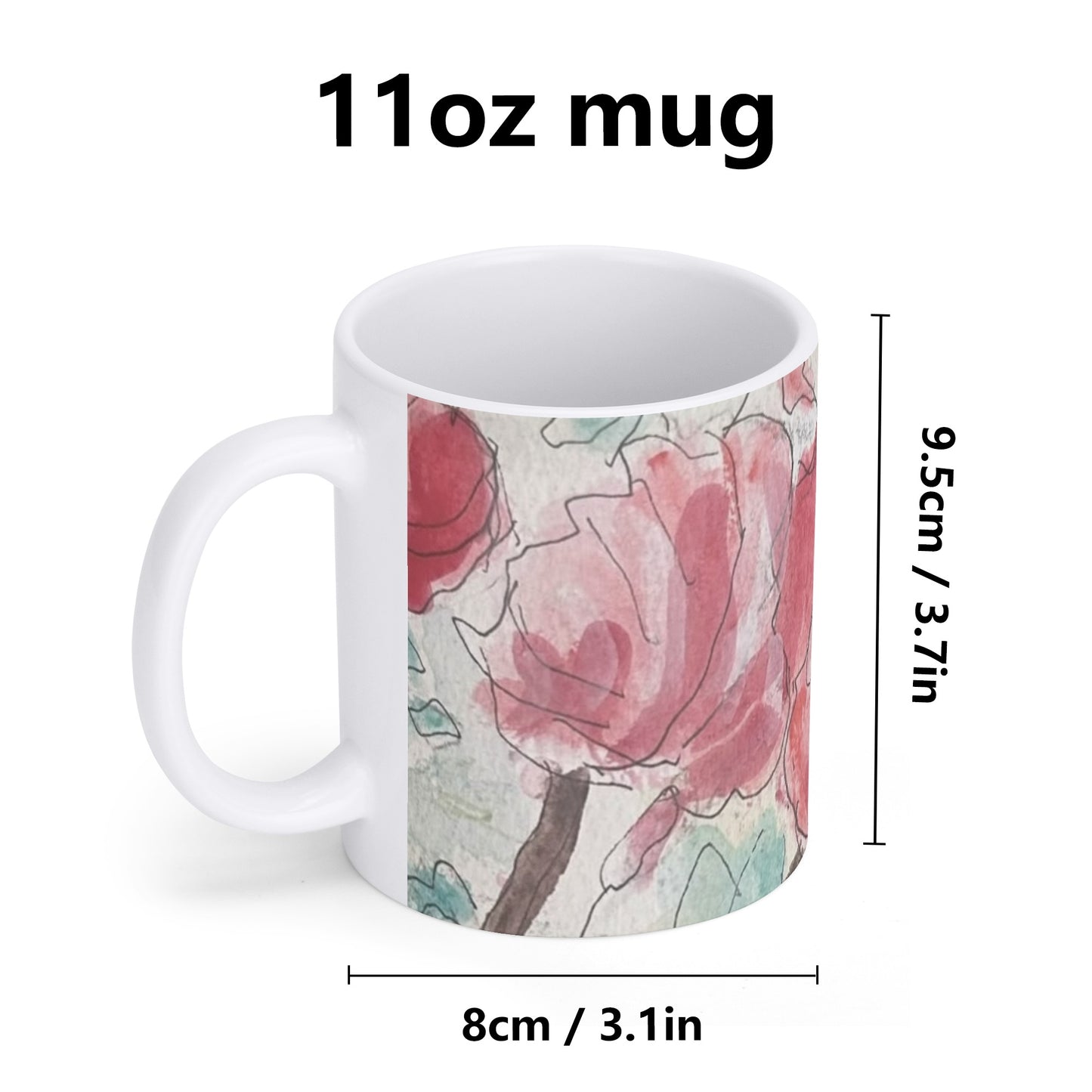 Pink Roses and White Coffee Mug