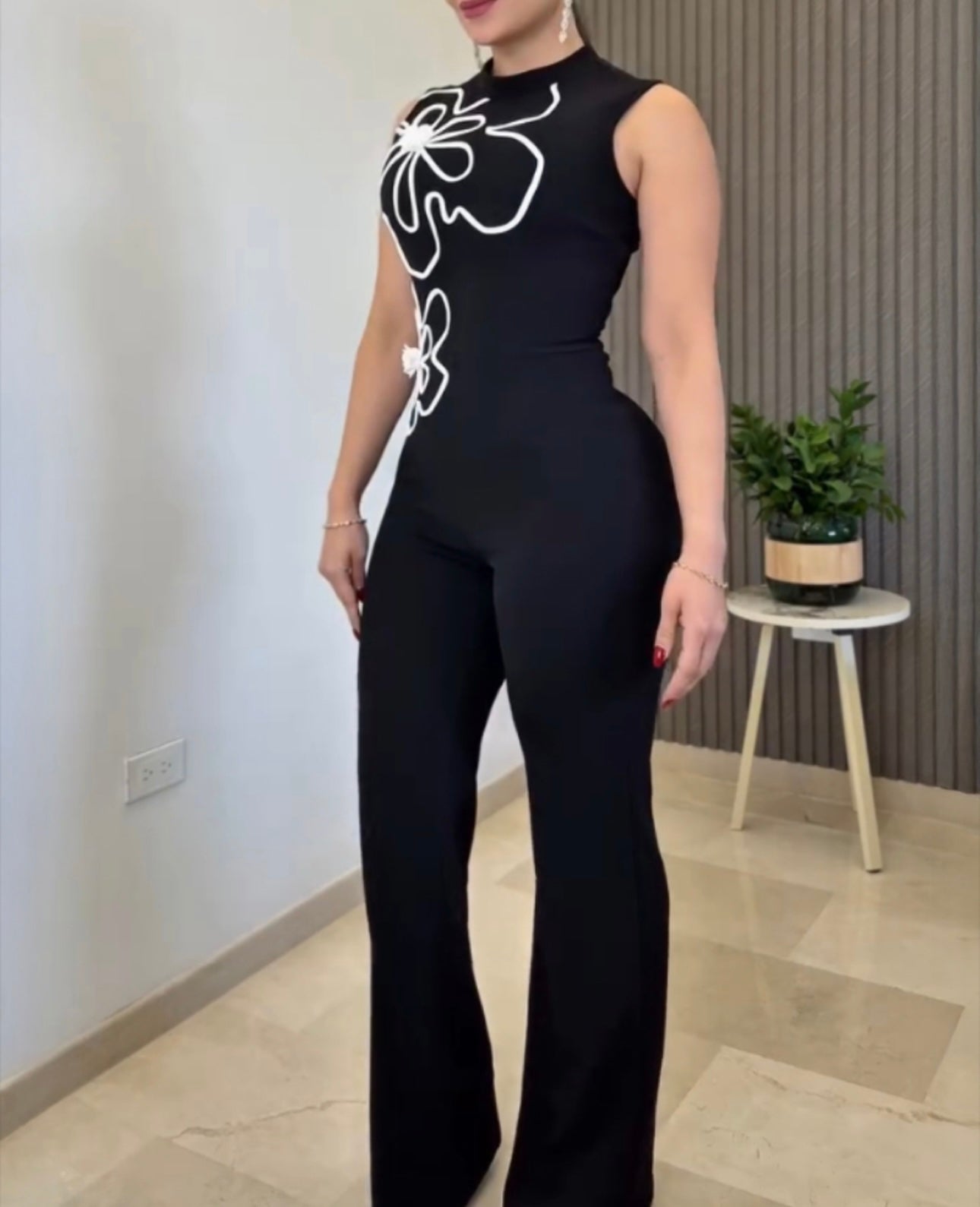 Floral Print High Neck Jumpsuit