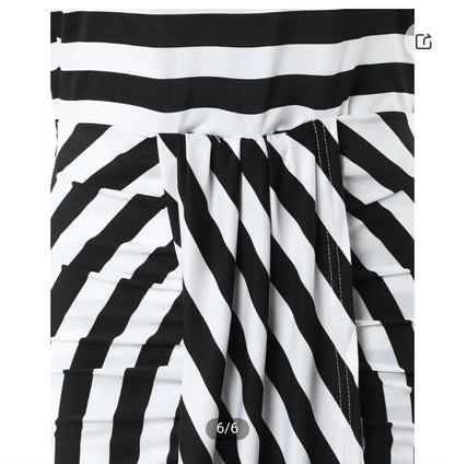 Striped Skew Neck Dress