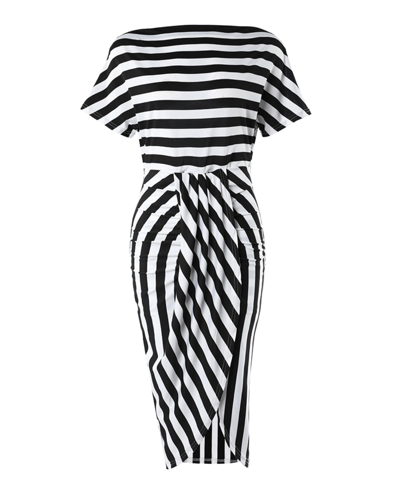 Striped Skew Neck Dress