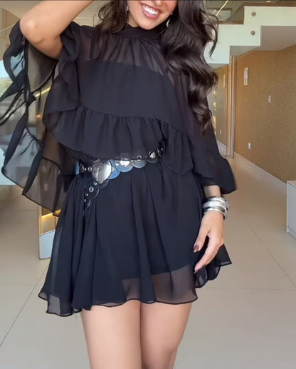 Kelly Black 2 Pieces Layered Dress